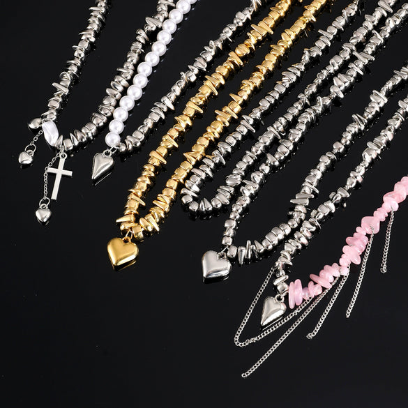 Jewelry Ccb Geometric Love Pendant Necklace Electroplating For Women