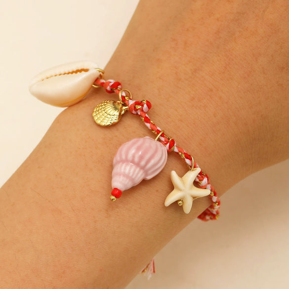 Jewelry Ceramic Fish Shells Starfish Stars Flowers Geometric Handmade Mixed Materials Bracelets For Girls