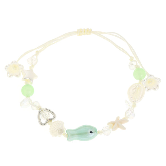 Jewelry Ceramic Fish Shells Starfish Stars Flowers Geometric Handmade Mixed Materials Bracelets For Girls