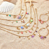 Jewelry Ceramic Pendant Bracelet Necklace With Stainless Steel Shell Starfish Geometric Pattern Electroplating For Women
