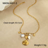 Jewelry Ceramic Pendant Bracelet Necklace With Stainless Steel Shell Starfish Geometric Pattern Electroplating For Women
