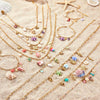 Jewelry Ceramic Pendant Bracelet Necklace With Stainless Steel Shell Starfish Geometric Pattern Electroplating For Women