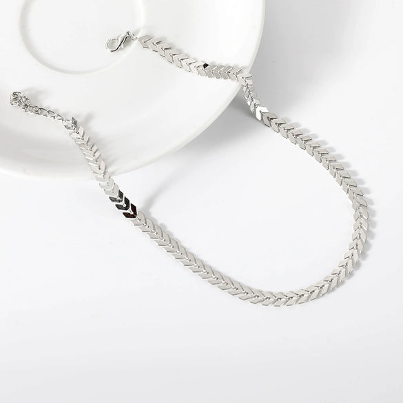 Jewelry Chain Necklace Fishbone Chain Aircraft Tattoo Chain Short Necklace Women's Clavicle Necklace Necklace