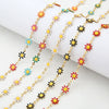 Jewelry Chain Stainless Steel Daisy Doublesided Dripping Oil 18K Gold Mixed Color