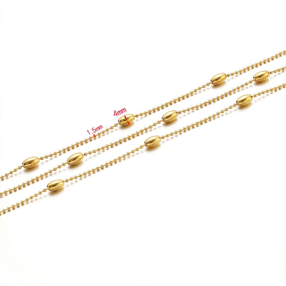 Jewelry Chain Stainless Steel Rice Bead Electroplated