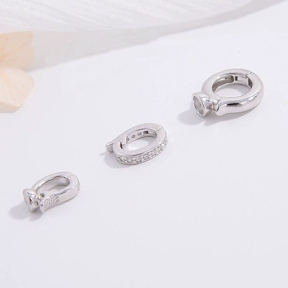 Jewelry Closing Buckle 925 Sterling Silver Inlaid Zircon Simple Round Diy Handmade