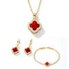 Jewelry Clover Pendant Copper Electroplating Unisex Earrings Necklace Bracelet Set