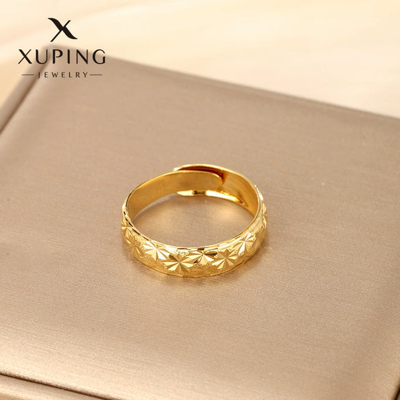 Jewelry Copper Alloy Real Gold Electroplated Open Ring Glitter Sand Flower Craft Retro Style
