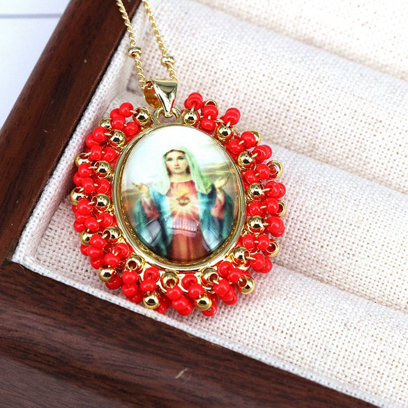 Jewelry Copper And Titanium Steel Beads Geometric Style Oval Pendant Ball Bead Chain Necklace With Electroplating