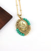 Jewelry Copper And Titanium Steel Geometric Oval Pendant Necklace With Ball Chain And Electroplating