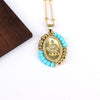 Jewelry Copper And Titanium Steel Geometric Oval Pendant Necklace With Ball Chain And Electroplating