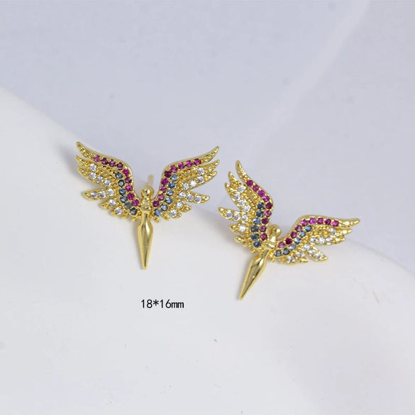 Jewelry Copper Angelshaped Electroplated With Colored Diamonds And Cartoon Characters Design