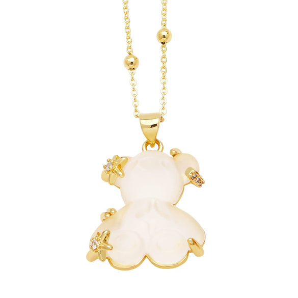 Jewelry Copper Animal Bear Pendant Necklace Goldplated Ochain