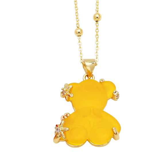 Jewelry Copper Animal Bear Pendant Necklace Goldplated Ochain