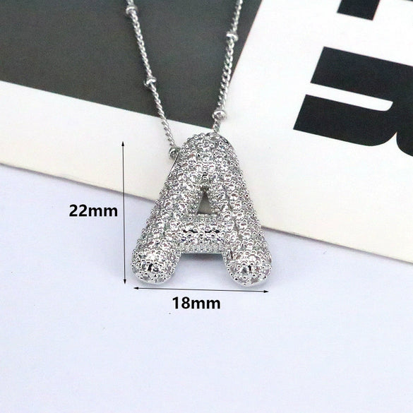 Jewelry Copper Ball Chain Necklace With English Letter Design Hip Hop Style Electroplated
