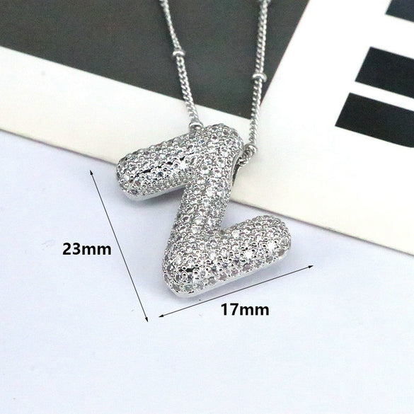 Jewelry Copper Ball Chain Necklace With English Letter Design Hip Hop Style Electroplated