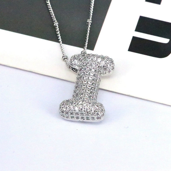 Jewelry Copper Ball Chain Necklace With English Letter Design Hip Hop Style Electroplated