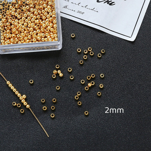 Jewelry Copper Beads With Gold Electroplating And Line Pattern For Necklace Earrings Accessories Materials