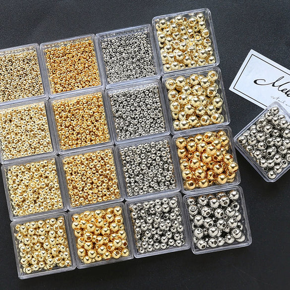 Jewelry Copper Beads With Gold Electroplating And Line Pattern For Necklace Earrings Accessories Materials