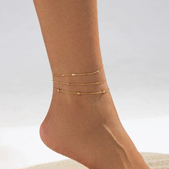 Jewelry Copper Bow Pendant Anklet Simple Style