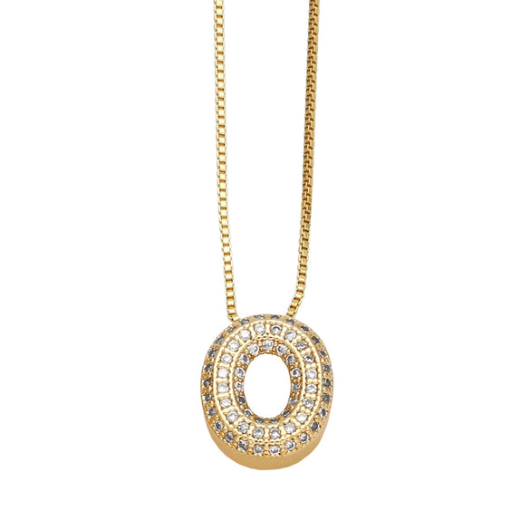 Jewelry Copper Box Chain English Alphabet Zircon Gold Plated Necklace Set Simple Style