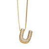 Jewelry Copper Box Chain English Alphabet Zircon Gold Plated Necklace Set Simple Style