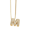 Jewelry Copper Box Chain English Alphabet Zircon Gold Plated Necklace Set Simple Style