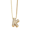Jewelry Copper Box Chain English Alphabet Zircon Gold Plated Necklace Set Simple Style