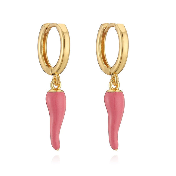 Jewelry Copper Colorful Sshaped Pepper Earrings Geometric Dripping Oil Style