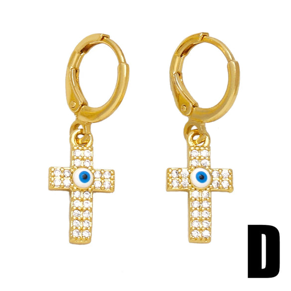 Jewelry Copper Devil's Eye Geometric Earrings Retro Style