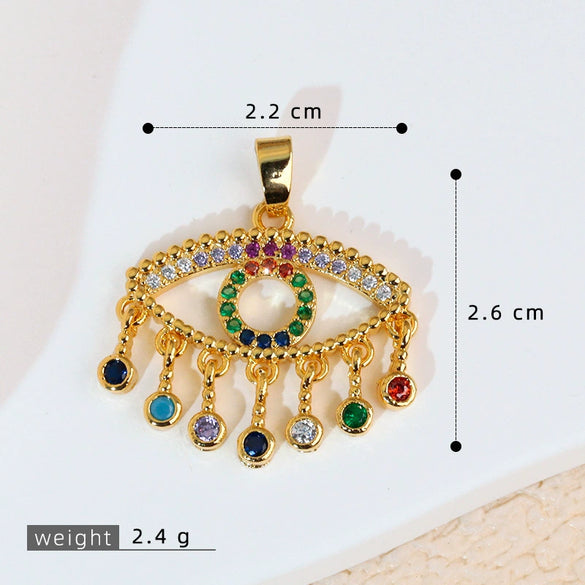 Jewelry Copper Electroplated Tassel Necklace Pendant With Devil's Eye Design