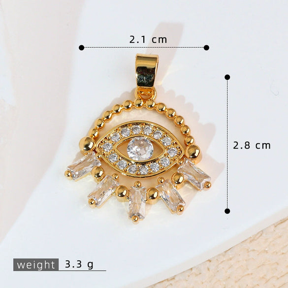Jewelry Copper Electroplated Tassel Necklace Pendant With Devil's Eye Design