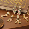 Jewelry Copper English Letter Pendant Necklace With Micro Inlaid Zircon Electroplated