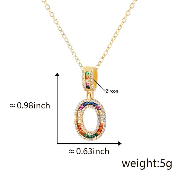 Jewelry Copper English Letter Pendant Necklace With Micro Inlaid Zircon Electroplated