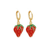 Jewelry Copper Fruit Cherry Strawberry Earrings Dripping Oil Style For Women
