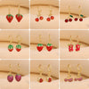 Jewelry Copper Fruit Cherry Strawberry Earrings Dripping Oil Style For Women