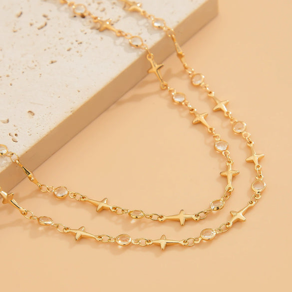 Jewelry Copper Geometric Daisy Yshaped Clavicle Chain Necklace With Electroplating And Artificial Crystal Pendant