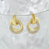 Jewelry Copper Geometric Double Ring Round Earrings And Ring With Diamonds For Women Electroplated