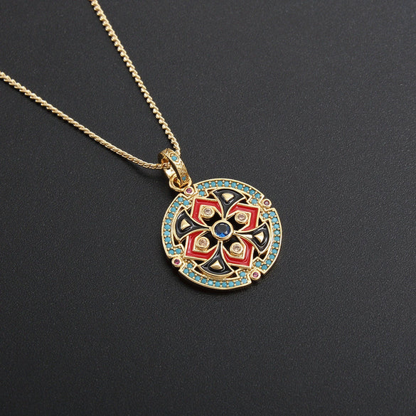 Jewelry Copper Geometric Micro Inlaid Zircon Gold Plated Hiphop Necklace
