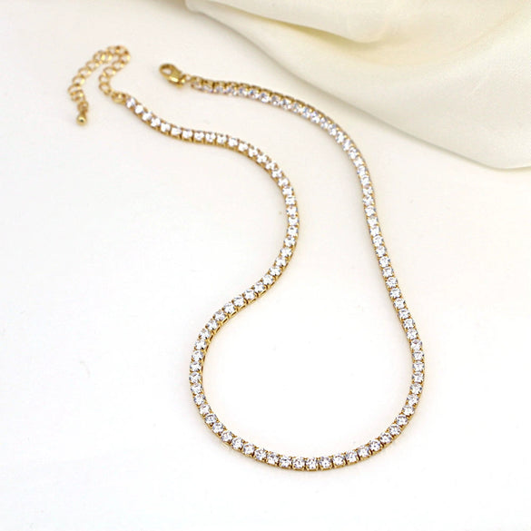 Jewelry Copper Geometric Microinlaid Zircon Tennis Chain Clavicle Chain Electroplated Unisex