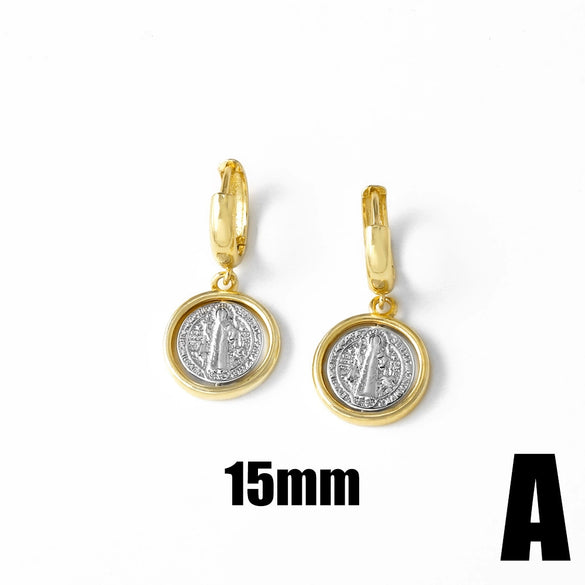 Jewelry Copper Geometric Pattern Goldplated Pendant Earrings