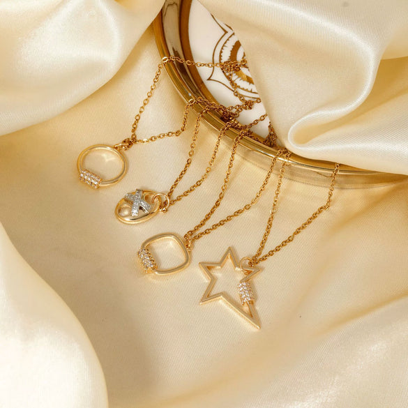 Jewelry Copper Geometric Pendant Necklace Electroplating Luxury Niche Design