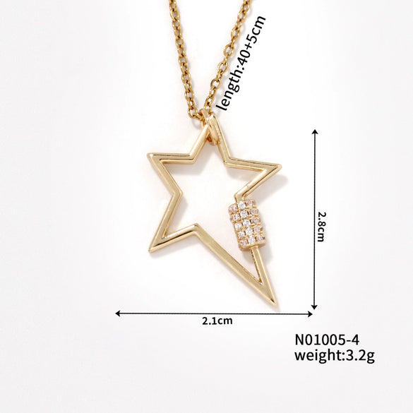 Jewelry Copper Geometric Pendant Necklace Electroplating Luxury Niche Design