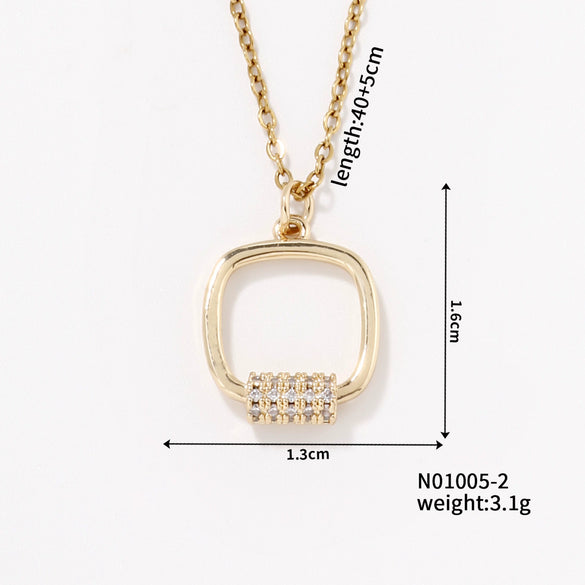 Jewelry Copper Geometric Pendant Necklace Electroplating Luxury Niche Design