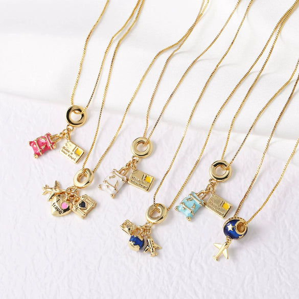 Jewelry Copper Geometric Pendant Necklace Electroplating