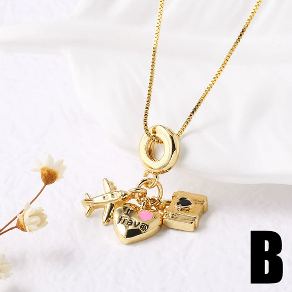 Jewelry Copper Geometric Pendant Necklace Electroplating