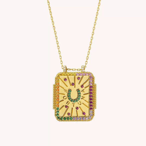 Jewelry Copper Geometric Retro Style Set With Diamonds Tarot Necklace Women's