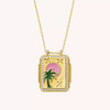 Jewelry Copper Geometric Retro Style Tarot Pendant Long Necklace Set With Diamonds Mixed Gemstone