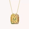 Jewelry Copper Geometric Retro Style Tarot Pendant Long Necklace Set With Diamonds Mixed Gemstone