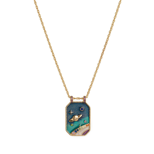 Jewelry Copper Geometric Retro Style Tarot Pendant Long Necklace Set With Diamonds Mixed Gemstone